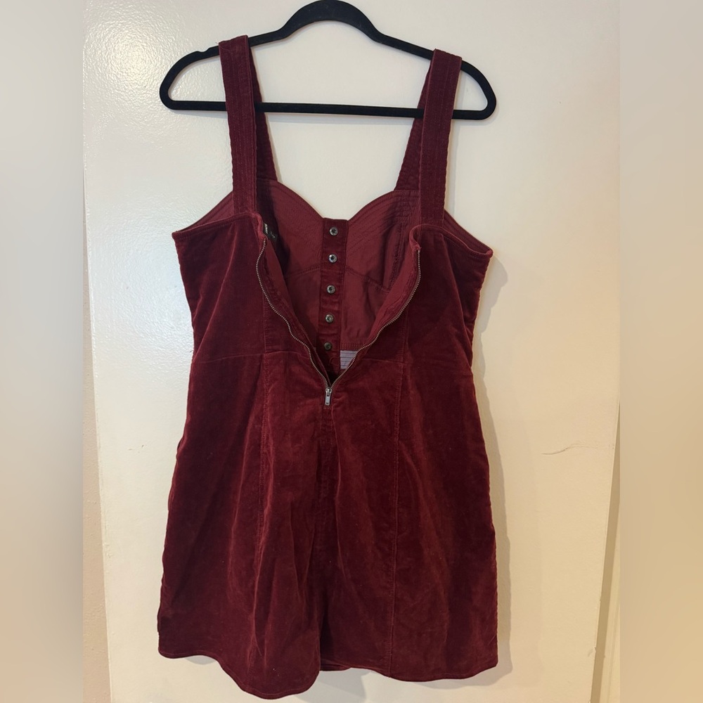 Corduroy Mini Dress Burgundy 98% Cotton - Picture 5 of 6